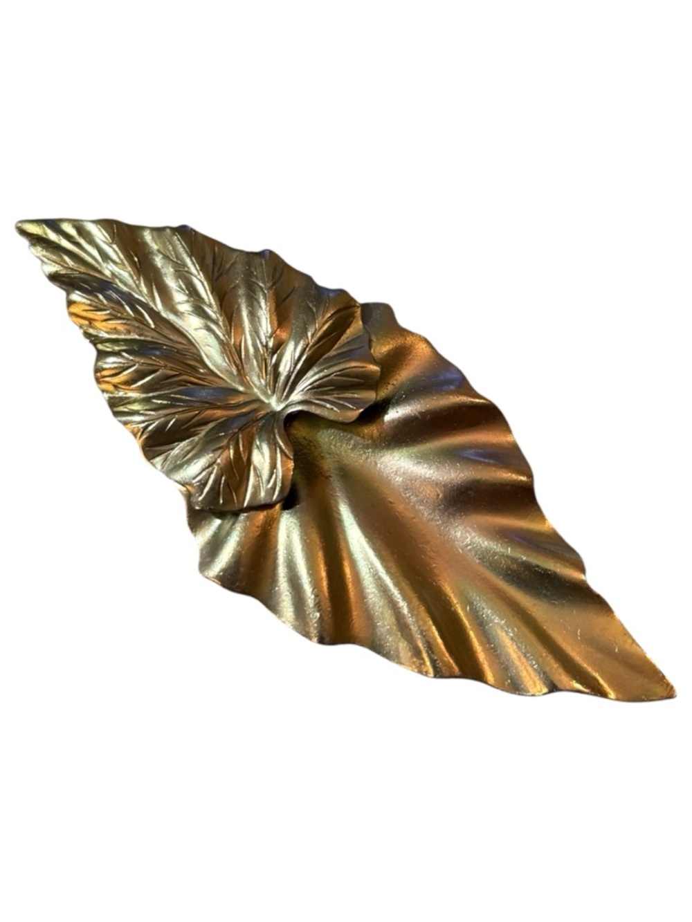 Vintage Metallic Gold Calla Lily Leaf Brooch